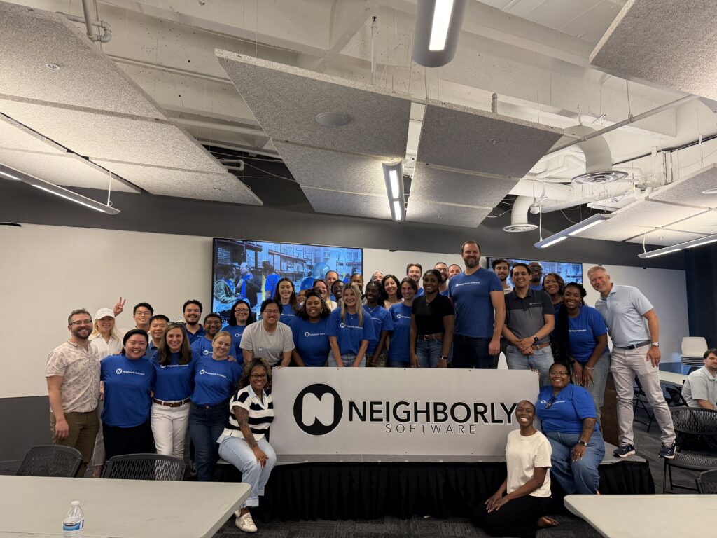 The Neighborly Software team at their graduation lunch at the Atlanta Tech Village